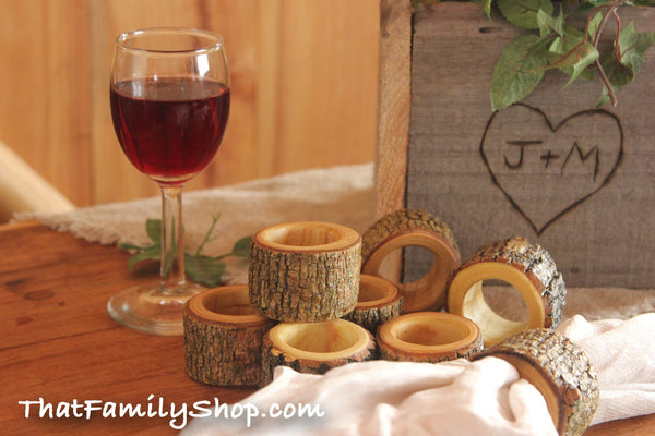 Real Log Napkin Rings (8 pcs) Holders Wedding Decor Home Kitchen Party Favor Dining-thatfamilyshop.com