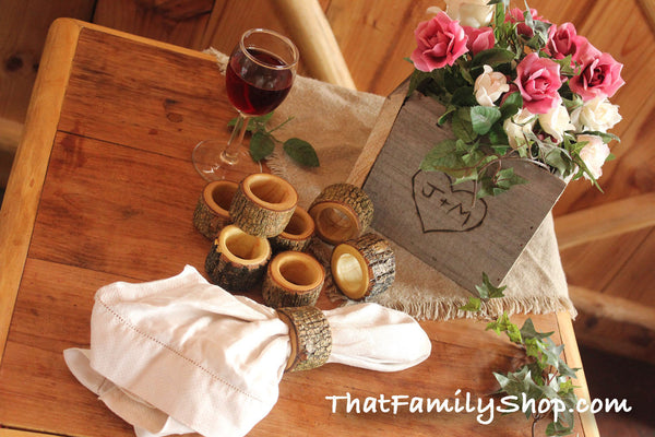 Real Log Napkin Rings (8 pcs) Holders Wedding Decor Home Kitchen Party Favor Dining-thatfamilyshop.com