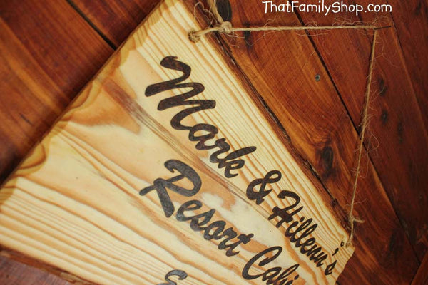 Custom Woodburned Sign Rustic Plaque Names Cabin Personalized-thatfamilyshop.com