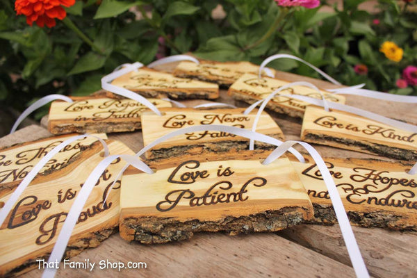 Love is Patient, Set of 10 | Cor.13: Rustic Wedding Aisle Decorations Bible Scripture Verses-thatfamilyshop.com