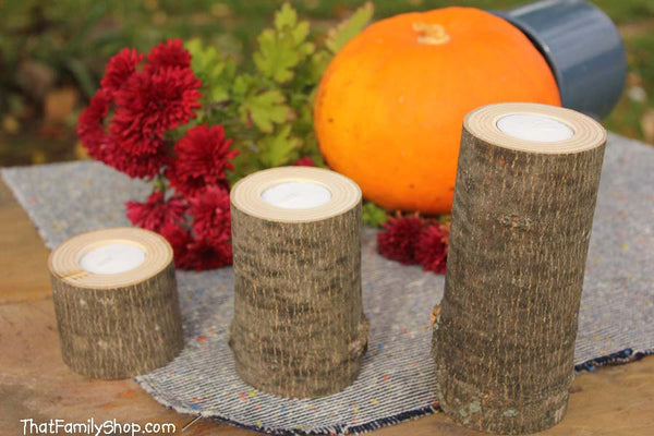 Log Candles Rustic Wedding / Cabin Decor Table Center Piece Primitive Home-thatfamilyshop.com