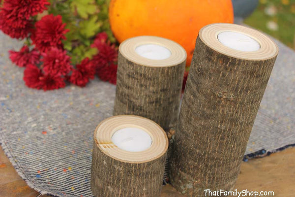 Log Candles Rustic Wedding / Cabin Decor Table Center Piece Primitive Home-thatfamilyshop.com