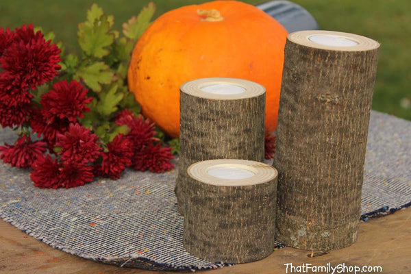 Log Candles Rustic Wedding / Cabin Decor Table Center Piece Primitive Home-thatfamilyshop.com