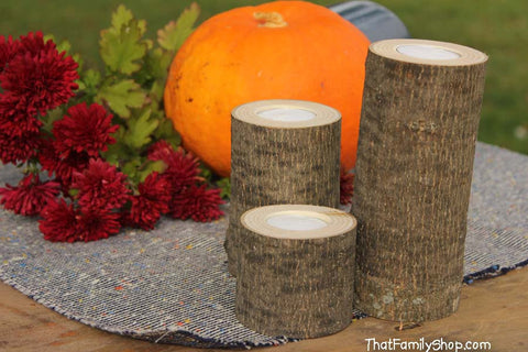 Log Candles Rustic Wedding / Cabin Decor Table Center Piece Primitive Home-thatfamilyshop.com