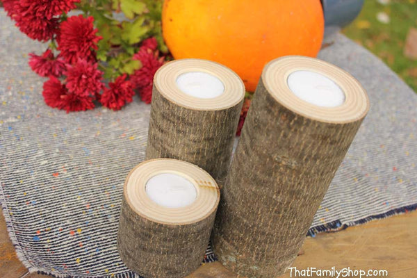 Log Candles Rustic Wedding / Cabin Decor Table Center Piece Primitive Home-thatfamilyshop.com