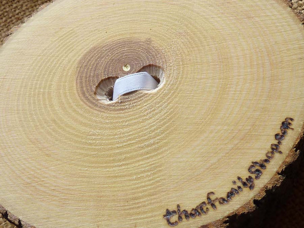 Recessed Heart Ring Bearer Pillow with Ribbon Tie-Down, Rustic Log Ring Dish Wedding Engraved-thatfamilyshop.com