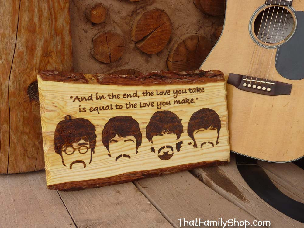 Beatles Wood Burned Wall Art Plaque Song Quote Fan Gift Famous Song Quote-thatfamilyshop.com