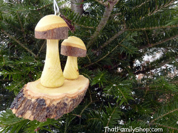 Christmas Mushroom Ornaments Pair Tree Set Holiday Decor Rustic-thatfamilyshop.com