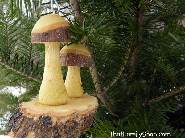 Christmas Mushroom Ornaments Pair Tree Set Holiday Decor Rustic-thatfamilyshop.com