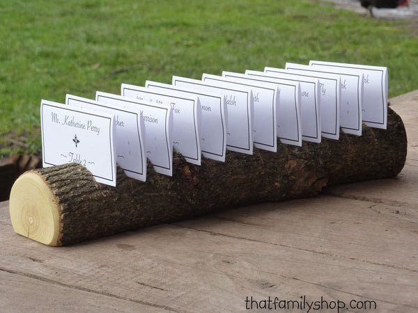 Log Placecard Card Holder Table Setting Rustic Wedding Display-thatfamilyshop.com