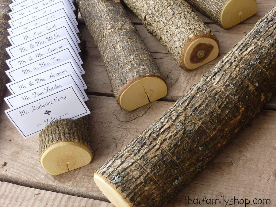 Log Placecard Card Holder Table Setting Rustic Wedding Display-thatfamilyshop.com