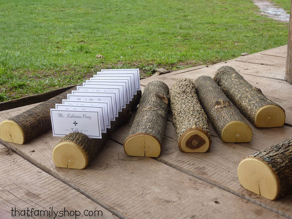 Log Placecard Card Holder Table Setting Rustic Wedding Display-thatfamilyshop.com