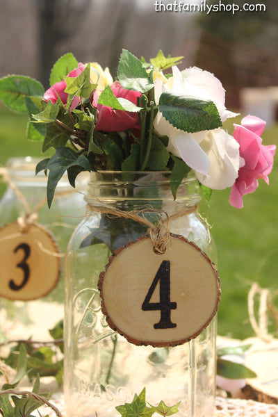 Table Number Tokens, Mason Jar Rustic Wedding Table Seating Display-thatfamilyshop.com