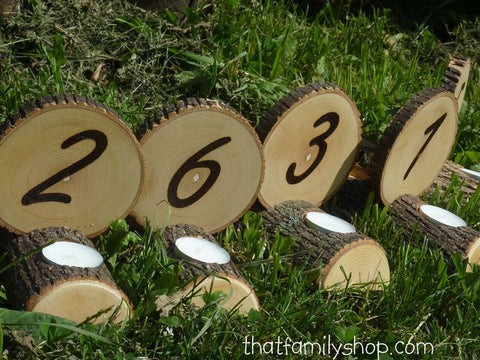 Double-Sided Tea Light Rustic Wedding Candles/ Table Number Centerpiece Decor Combo-thatfamilyshop.com