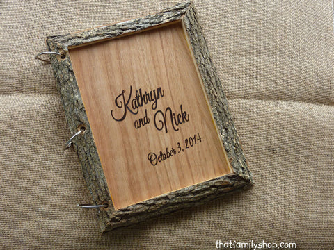 Rustic Wedding Guest Book Customized Parchment Bark Large Names Dates-thatfamilyshop.com