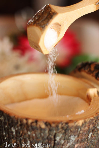 Unique Sugar Pot with Teaspoon Rustic Natural Gift Kitchen Accessory Serving Organizer-thatfamilyshop.com