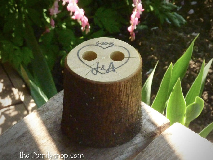 Rustic Wedding Guest Book Pen Holder Table Center Piece Heart Custom Initials-thatfamilyshop.com