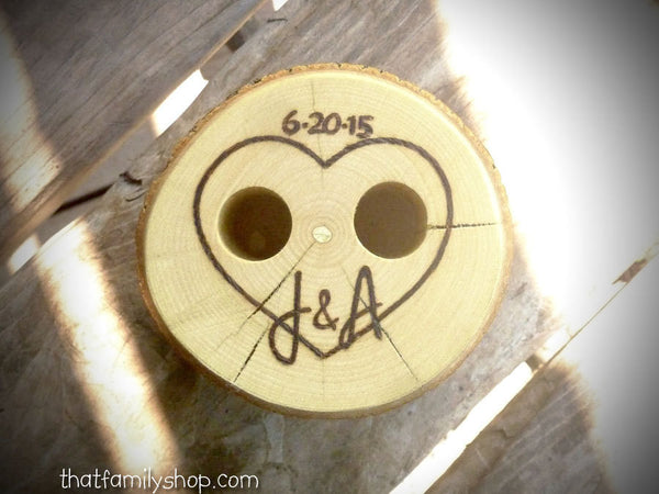 Rustic Wedding Guest Book Pen Holder Table Center Piece Heart Custom Initials-thatfamilyshop.com