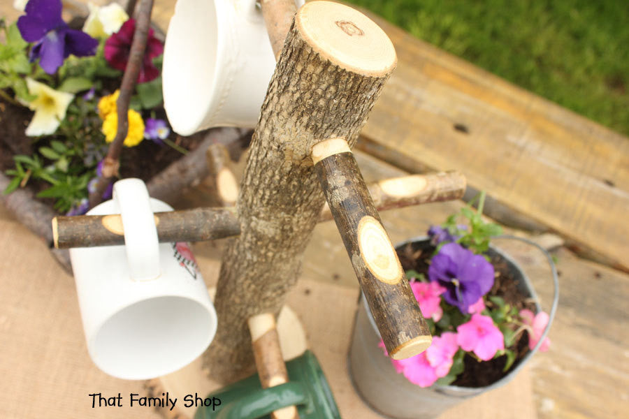 Kitchen Display Coffee Cup Tree Mug Holder Rustic Teacup-thatfamilyshop.com