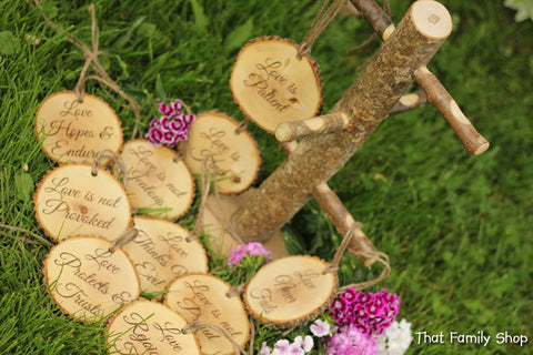 Corinthians Aisle Markers 'Love is Patient, Love is Kind..', Set of Ten 1.Cor.13: Rustic Wedding-thatfamilyshop.com