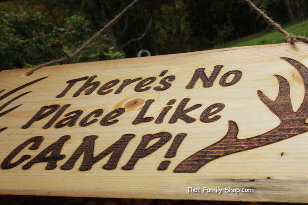 Rustic Wood Camp Sign, Welcome Plaque, Deer, Hunting, Cabin Decor-thatfamilyshop.com
