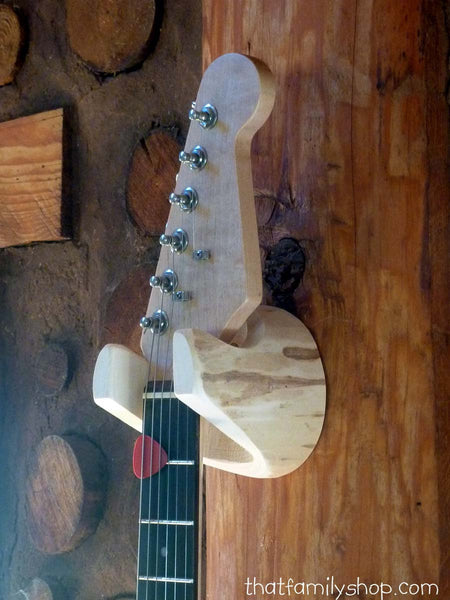 Wall-Mounted Log Guitar Hanger, Rustic Accessory for Musician, Banjo, Mandolin Player-thatfamilyshop.com