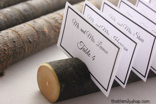 Log Placecard Card Holder with Smooth Bark Table Setting Rustic Wedding Display-thatfamilyshop.com