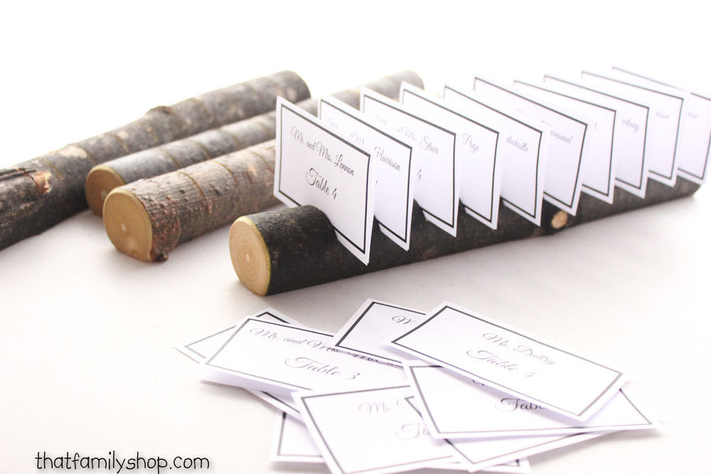 Log Placecard Card Holder with Smooth Bark Table Setting Rustic Wedding Display-thatfamilyshop.com