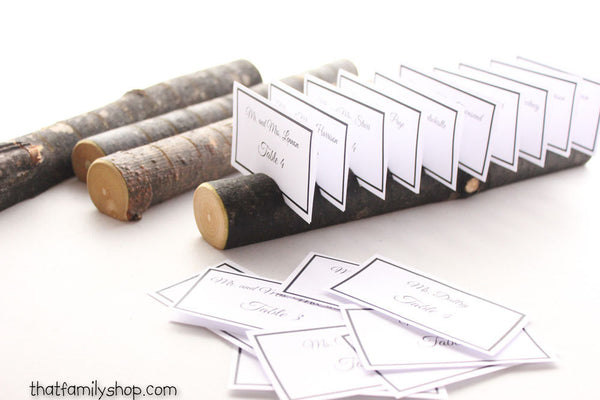 Log Placecard Card Holder with Smooth Bark Table Setting Rustic Wedding Display-thatfamilyshop.com