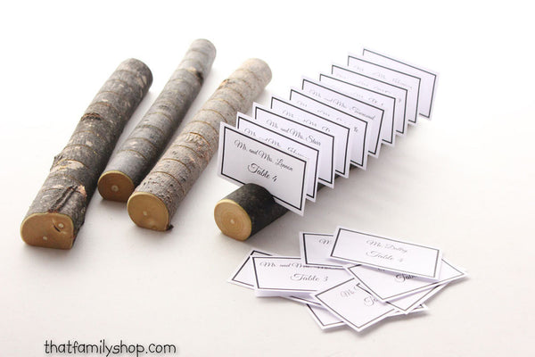 Log Placecard Card Holder with Smooth Bark Table Setting Rustic Wedding Display-thatfamilyshop.com