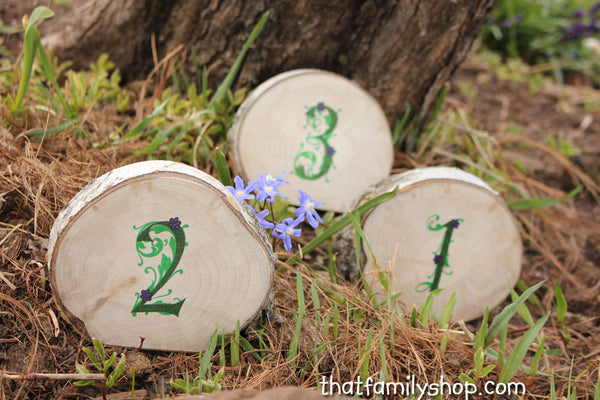 Beautiful Log Table Numbers for Rustic Wedding, Reception Seating Display-thatfamilyshop.com