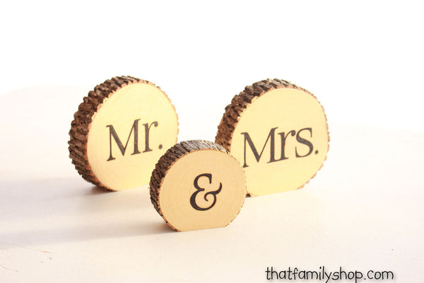 Mr and Mrs Rustic Slices for Sweetheart Table-thatfamilyshop.com