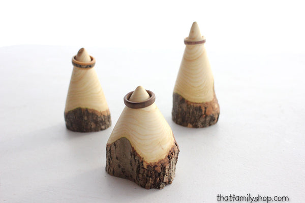 THREE Ring Cone Holders, Turned from Rustic Logs-thatfamilyshop.com