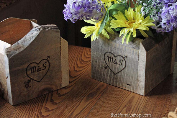 Personalized Rustic Box Table Decor Display Barnwood Woodsy Wedding-thatfamilyshop.com