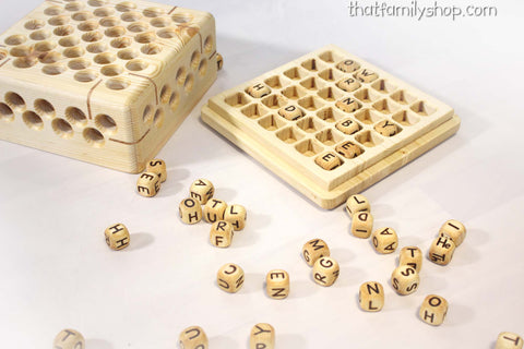 6x6 "Super" Big Boggle Wooden Handmade Family Word Game-thatfamilyshop.com