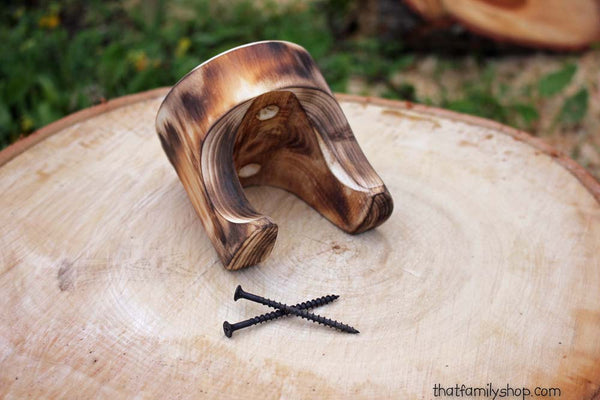 Torched Log Guitar Hanger, Wall-Mounted Rustic Accessory for Musician-thatfamilyshop.com