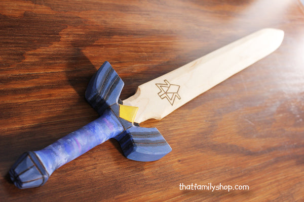 Legend of Zelda Master Sword, Painted Wooden Toy Sword, Computer/Video Game, Replica Costume Prop-thatfamilyshop.com