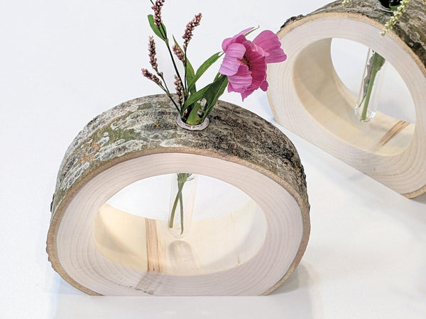Aspen Log Test Tube Flower Vase