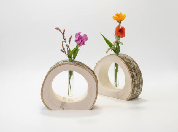 Aspen Log Test Tube Flower Vase