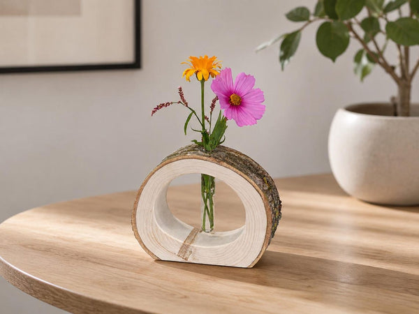 Aspen Log Test Tube Flower Vase