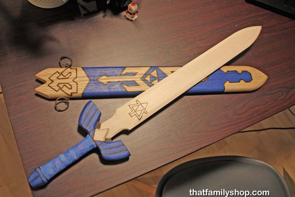Legend of Zelda Master Sword, Painted Wooden Toy Sword, Computer/Video Game, Replica Costume Prop