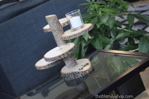 4 Tiered Stand With Personalized / Customizable Base Wedding Table Centerpiece-thatfamilyshop.com