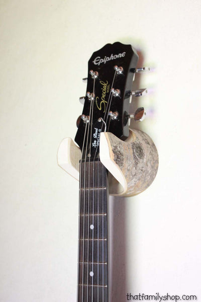 Wall-Mounted Log Guitar Hanger with Bark, Rustic Accessory for Musician, Banjo, Mandolin Player-thatfamilyshop.com