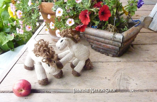 Ginger: Vanilla Buckskin Momma Pony Girls/Baby Toy All Natural Waldorf Stuffed Animal-thatfamilyshop.com