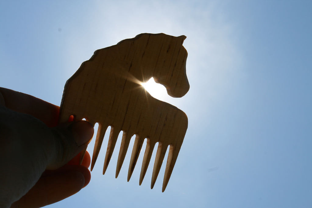 Cute Horsey Wooden Comb Hand Carved Natural Horse Head Handle-thatfamilyshop.com