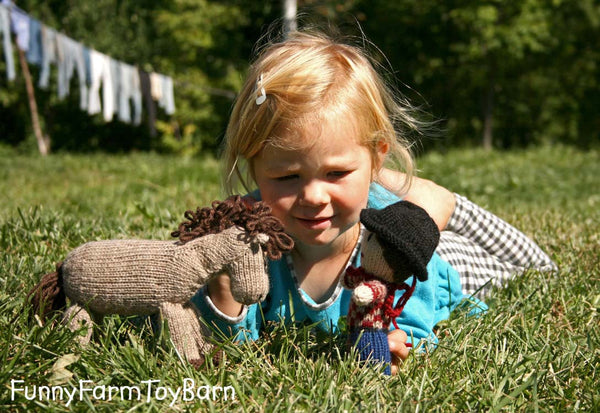 Apples: Knitted Pony Stuffed Animal Horse Natural Waldorf Inspired Eco Friendly Toy-thatfamilyshop.com