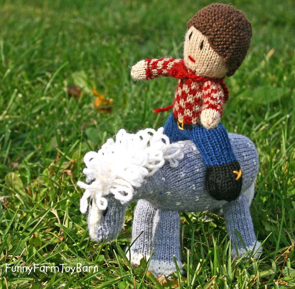 Starlight: Silver Dappled Grey Stuffed Animal Pony Knitted Toy Horse All Natural Wool Waldorf Inspired Play-thatfamilyshop.com