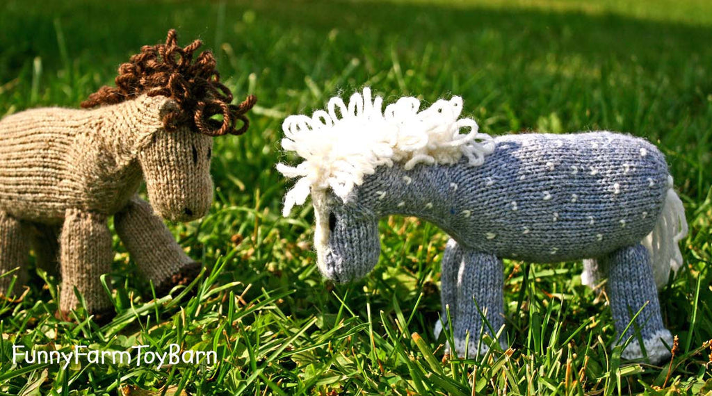 Starlight: Silver Dappled Grey Stuffed Animal Pony Knitted Toy Horse All Natural Wool Waldorf Inspired Play-thatfamilyshop.com