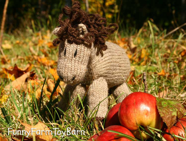 Apples: Knitted Pony Stuffed Animal Horse Natural Waldorf Inspired Eco Friendly Toy-thatfamilyshop.com