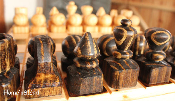 Handmade Chess Set with Heavy Board and Built-in Drawers Family Heirloom-thatfamilyshop.com